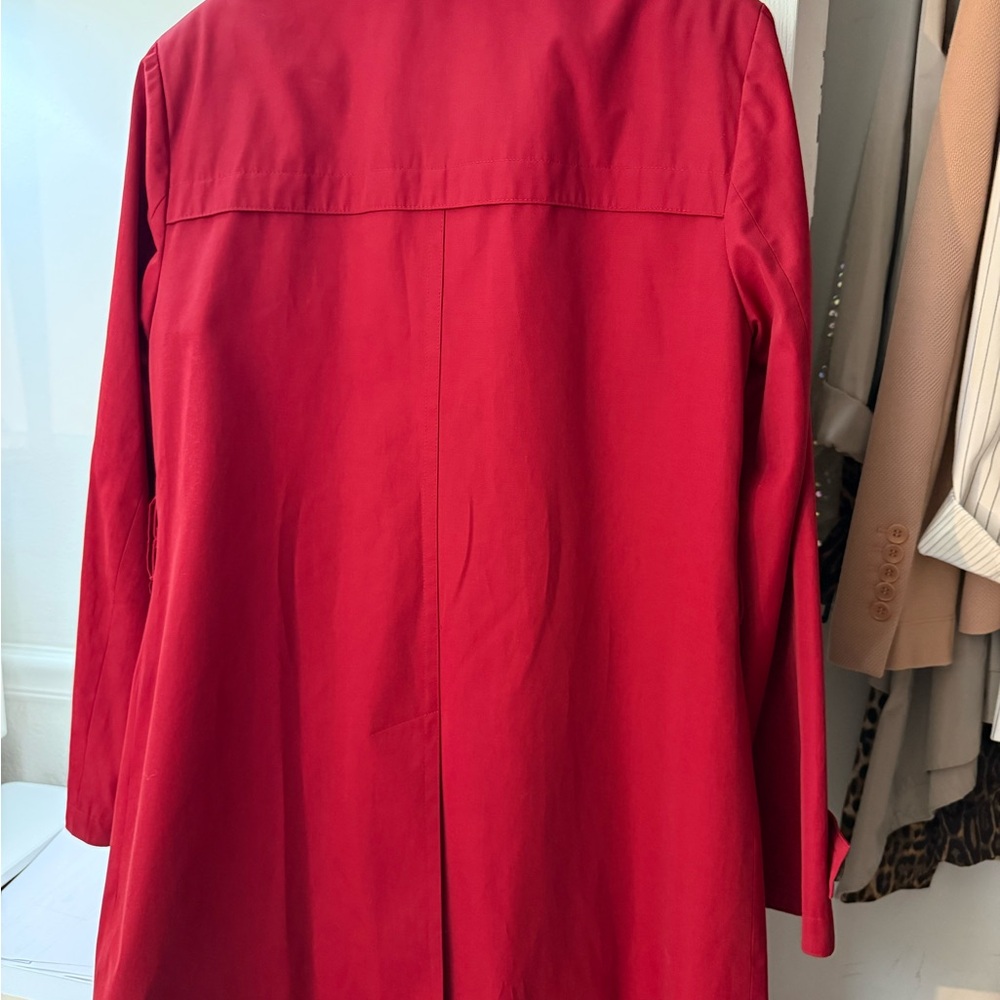 London Fog Red Double Breasted Trench Rain Coat Jacket Size M Classic Chic Bold - Picture 9 of 13